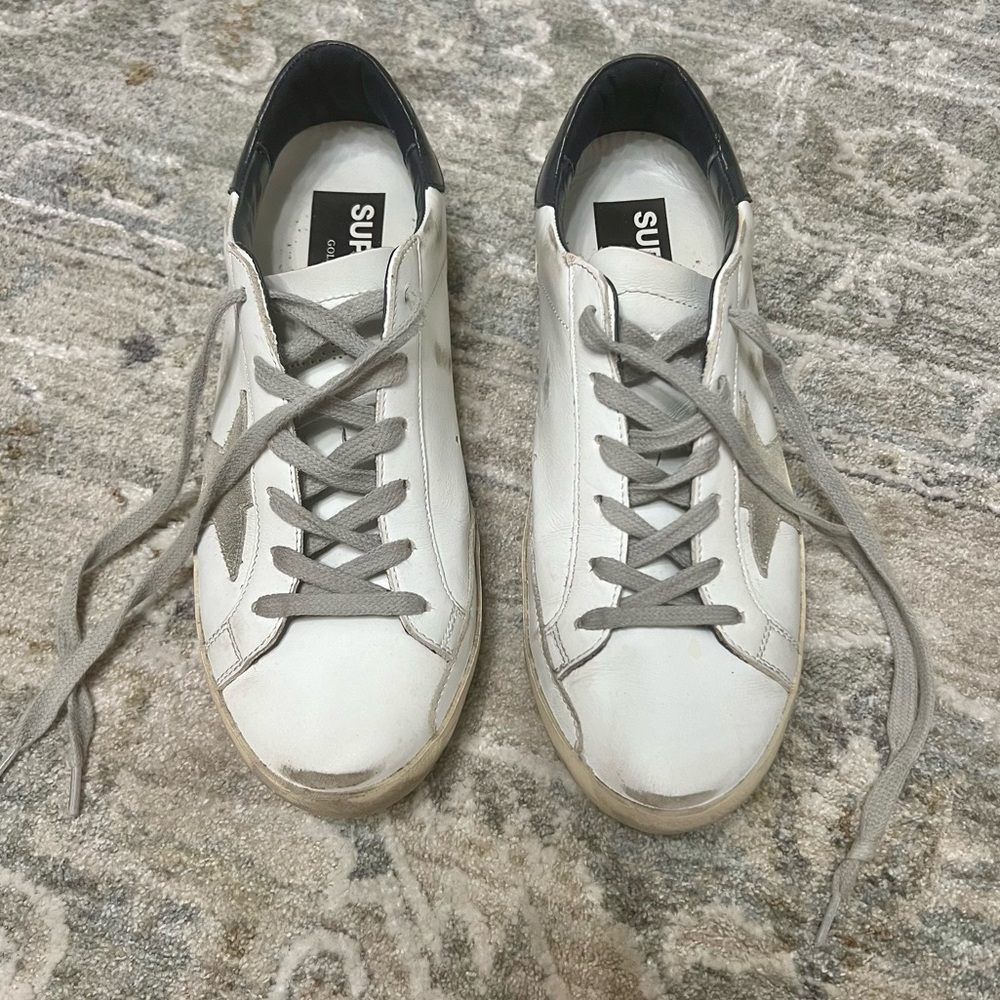 Women's Super-Star with suede star and blue heel tab